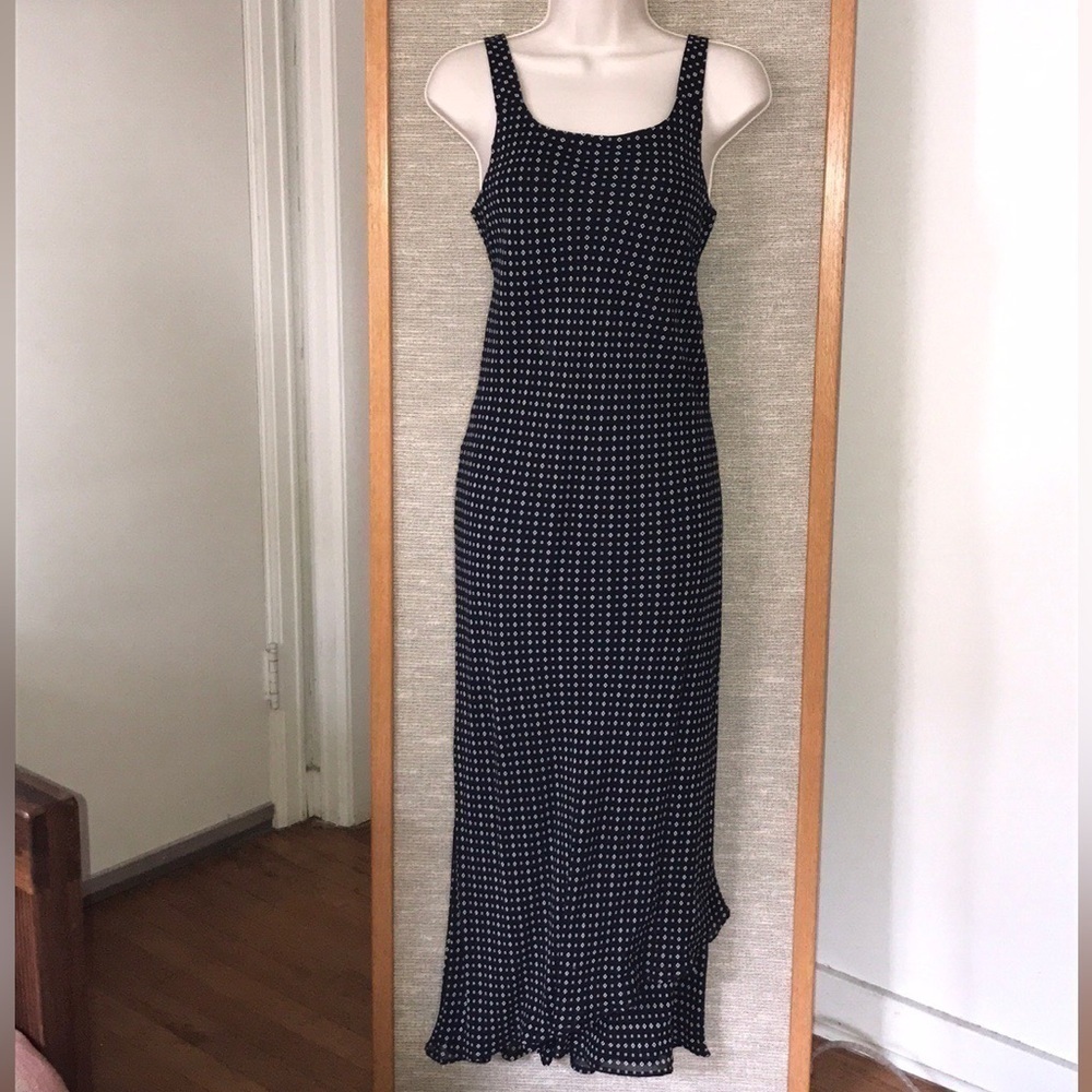 Maxi dress Navy + White asymmetrical hem size Small - Picture 5 of 13